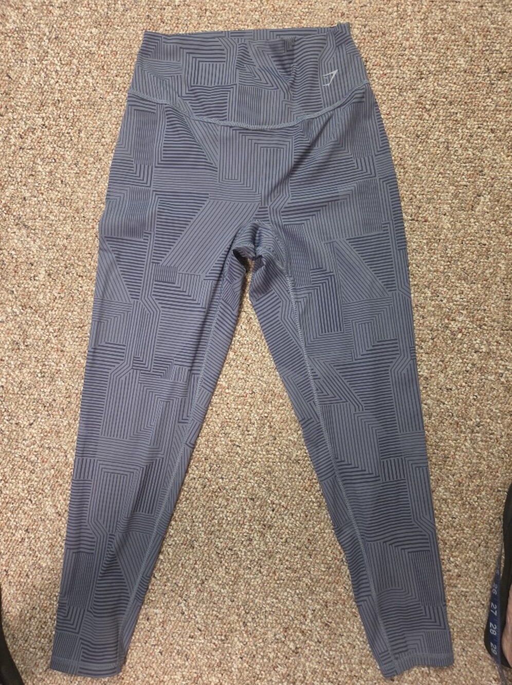 Gym Shark Geometric Pattern Stretch Pants - Gray